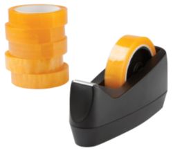 Office Depot Large Core Office Tape 25mm x 66m 6pk Black Dual Core Dispenser Bundle
