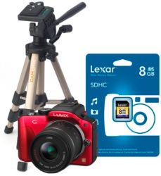 Panasonic G3 161MP DSLR Camera Kit Red 14 42mm Lens 8GB SD Card 