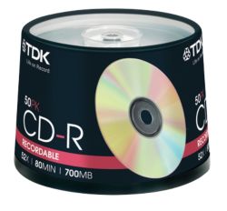 TDK CD R Inkjet Printable Spindle of 50