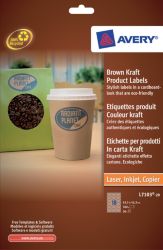 Avery L7103 20 Oval Brown Kraft Product Labels 635 x 423mm 18 Labels per Sheet L7103 20 