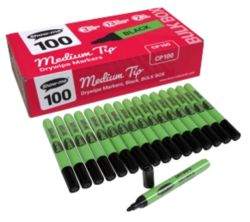 Show me Slim Barrel Drywipe Pens Medium Black Pack of 100