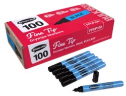 Show me Slim Barrel Drywipe Pens Fine Black Pack of 100