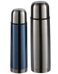 Twin Pack Stainless Steel Flasks 750ml silver and 500ml blue
