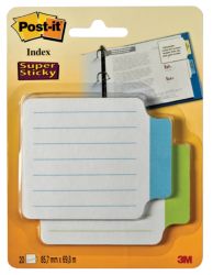 Post it Super Sticky Notes Tabs 10 Blue 10 Green Pack of 20