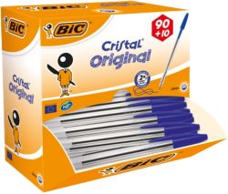 Bic Cristal Medium Value Pack Blue Ink Pack of 90  10 Free