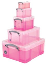 Really Useful Storage Box Plastic Pink Set Of 5 07L 16L 3L 9L 18L