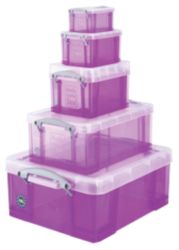 Really Useful Storage Box Plastic Purple Set Of 5 07L 16L 3L 9L 18L