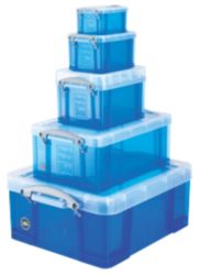Really Useful Storage Box Plastic Blue Set Of 5 07L 16L 3L 9L 18L