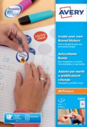Avery E3613 Create Your Own Round Stickers 24 Labels per Sheet 40mm diameter