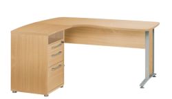 Ergonomic Shape With Desk High Pedestal Beech 