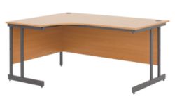 Classic Plus Left Hand Ergo Desk Beech 160W x 80D x 72H cm return 120W x 60D x 72H cm 