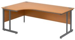 Classic Plus Left Hand Ergo Desk Beech 180W x 80D x 72H cm return 120W x 60D x 72H cm 