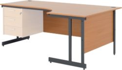 Classic Plus Right Hand Ergo Desk Beech 180W x 80D x 72H cm return 120W x 60D x 72H cm 