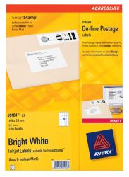 Avery J5101 Online Postage SmartStamp Laser Labels 69 x 38mm 20 Labels per Sheet J5101 25