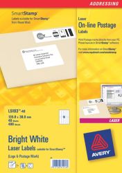 Avery L5103 Online Postage SmartStamp Laser Labels 135 x 38mm 10 Labels per Sheet L5103 40