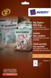 Avery Bag Toppers with Bags 137 x 48mm 4 Cards per Sheet L7112 10