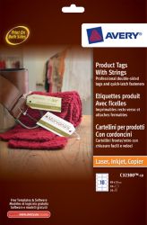 Avery Product Tags with Strings 89 x 51mm 10 Tags per Sheet C32300 10