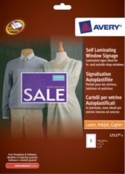 Avery Self Laminating Window Signage 170 x 257mm L7117 5