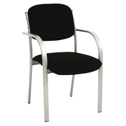 GGI Titan Silver Frame Cantilever Stacking Chair with Arms Fabric Black