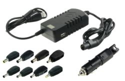 2 Power Universal Notebook Laptop DC car power supply with 8 automatic voltage selecting tips 90w 