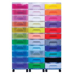 Really Useful Storage Unit 33 x 7 Litre Clear Tower Rainbow Drawers