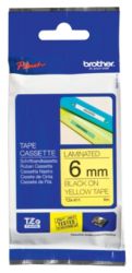Brother P Touch TZE611 Label Tape 6mm x 8m Black On Yellow 