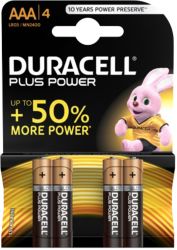 Duracell Power Plus Alkaline 15V AAA Batteries Pack of 4 