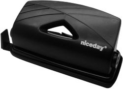 Niceday Plastic Two Hole Punch Black Up to 12 Sheet Capacity