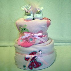 2 Tier Nappy Cake Baby Girl