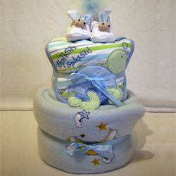 2 Tier Nappy Cake Baby Boy