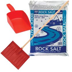 Snow shovel and salt kit