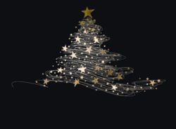 Gold Starry Tree Non Personalised Christmas Cards 149H x 203W mm 