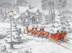 Santa s Sleigh Non Personalised Christmas Cards 149H x 203W mm