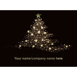 Gold Starry Tree Personalised Christmas Cards 149H x 203W mm 