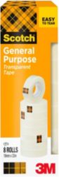 Scotch Easy Tear Clear Tape Small Core 19mm x 33m Pack of 8 Rolls