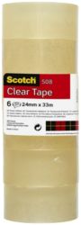 Scotch Easy Tear Clear Tape Small Core 24mm x 33m Pack of 6 Rolls