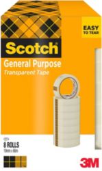 Scotch Easy Tear Clear Tape Large Core 19mm x 66m Pack of 8 Rolls