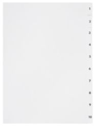 Elba A4 White 1 10 Unpunched Dividers Pack of 10