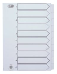 Elba A4 White 10 Part Unpunched Dividers Pack of 10