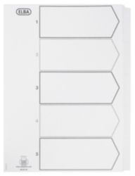 Elba A4 White 5 Part Unpunched Dividers Pack of 20