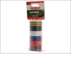 Unibond mixed colour electrical tape 19mm x 5m pack 6