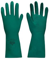 Polyco Nitri Tech II Flock Lined Chemical Gauntlet Green Size 8 Medium