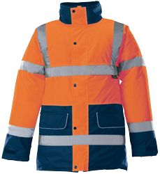 Alexandra Hi Vis Hi Viz High Visibility unisex orange navy contrast trim coat size S