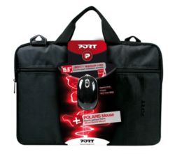 Port Designs Liberty Traditional 156 Laptop Bag Wired Optical Mouse Bundle Black