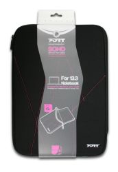 Port Designs Soho 133 Laptop Sleeve with Black Purple Stitching