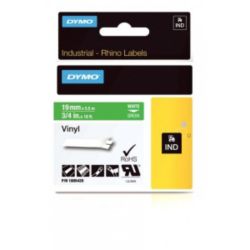 Dymo Rhino Label Writer Labels White on Green 19mm x 55m Vinyl