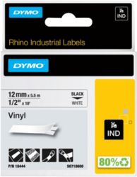 Dymo Rhino Label Writer Labels Black on White 12mm x 55m Vinyl