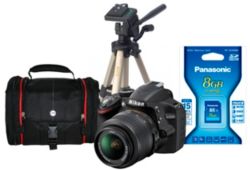 Nikon D3200 Black SLR Camera Kit inc 18 55mm VR Lens 8Gb SD Card Case and Tripod 