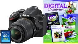Nikon D3200 Black Camera Kit inc 18 55mm VR Lens Creativity Suite Software and 8GB 
