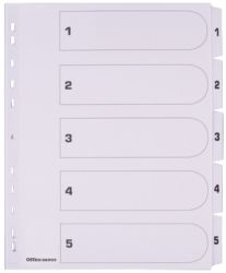 Office Depot Mylar Dividers White Board A4 5 Part 1 5 Numbered Set